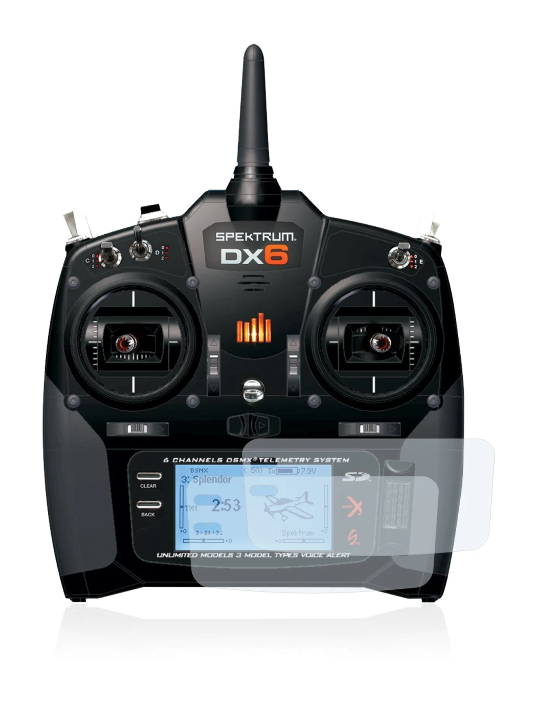 Image of the device Spektrum DX6 with a wide variety of screen protectors.