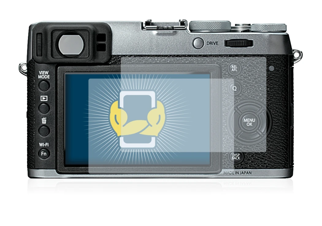 Image of the device Fujifilm X100T with a wide variety of screen protectors.