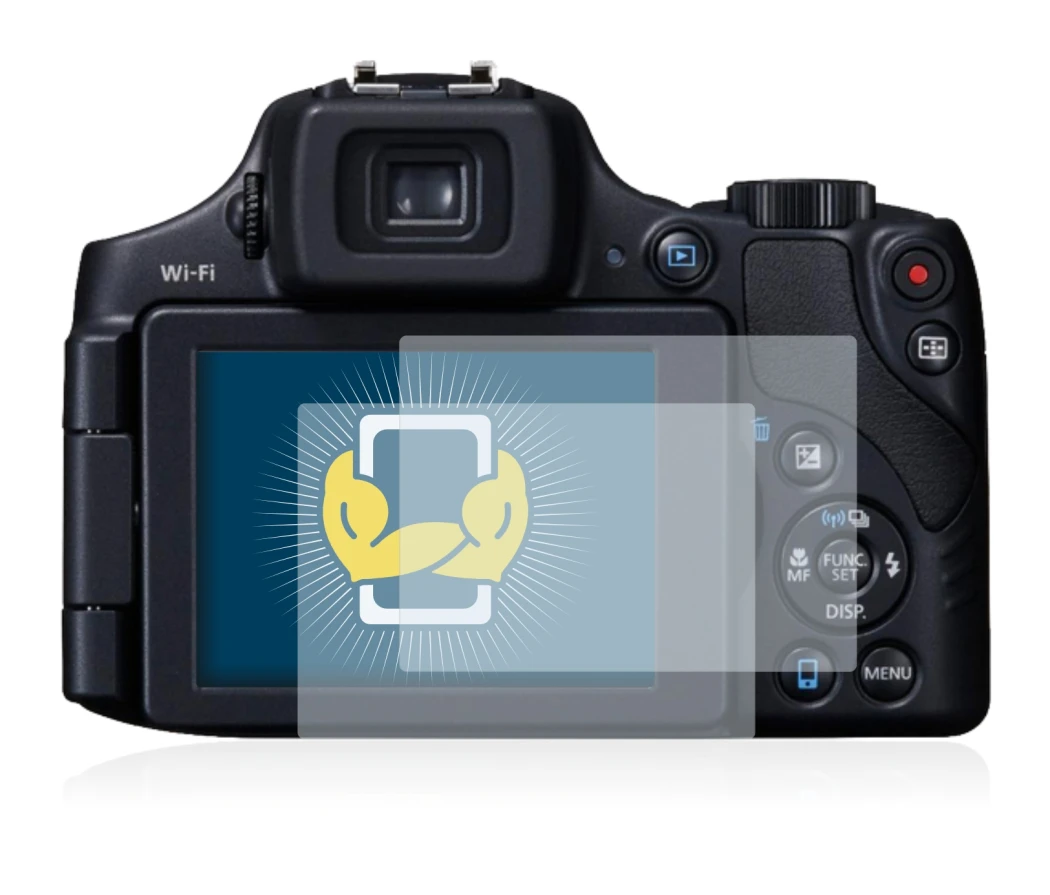 Image of the device Canon PowerShot SX60 HS with a wide variety of screen protectors.