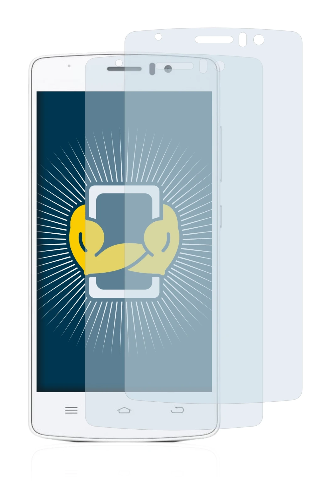 Image of the device THL 4000 with a wide variety of screen protectors.