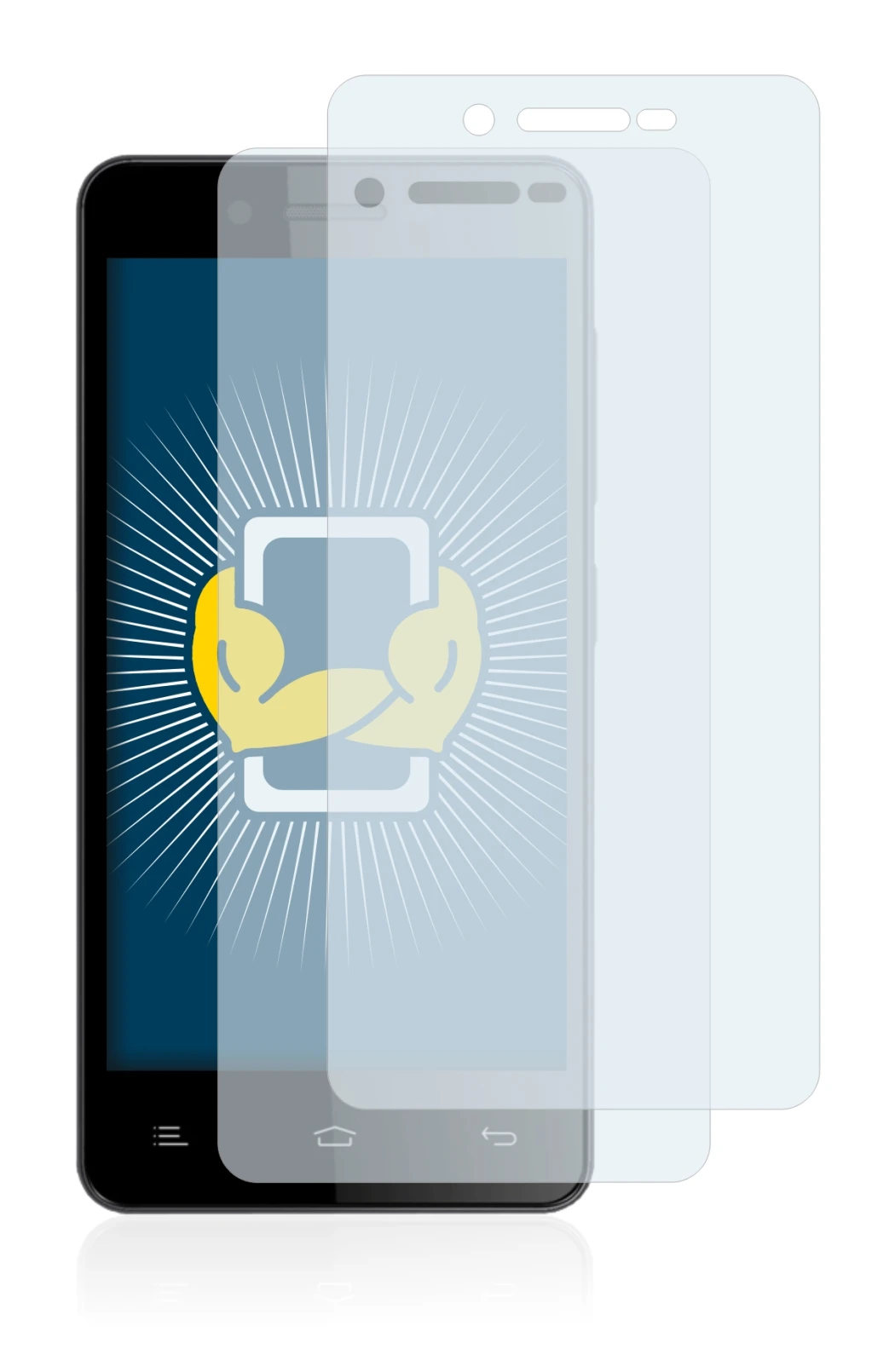 Image of the device Gionee V183 with a wide variety of screen protectors.