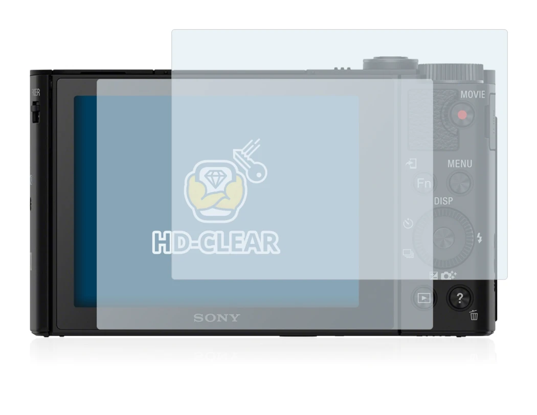 Image of the device Sony Cyber-Shot DSC-HX90 with a wide variety of screen protectors.