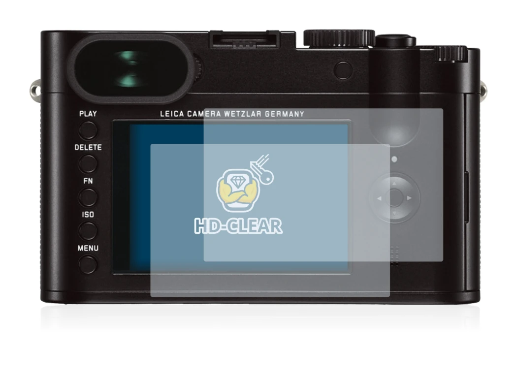 Image of the device Leica Q (Typ 116) with a wide variety of screen protectors.