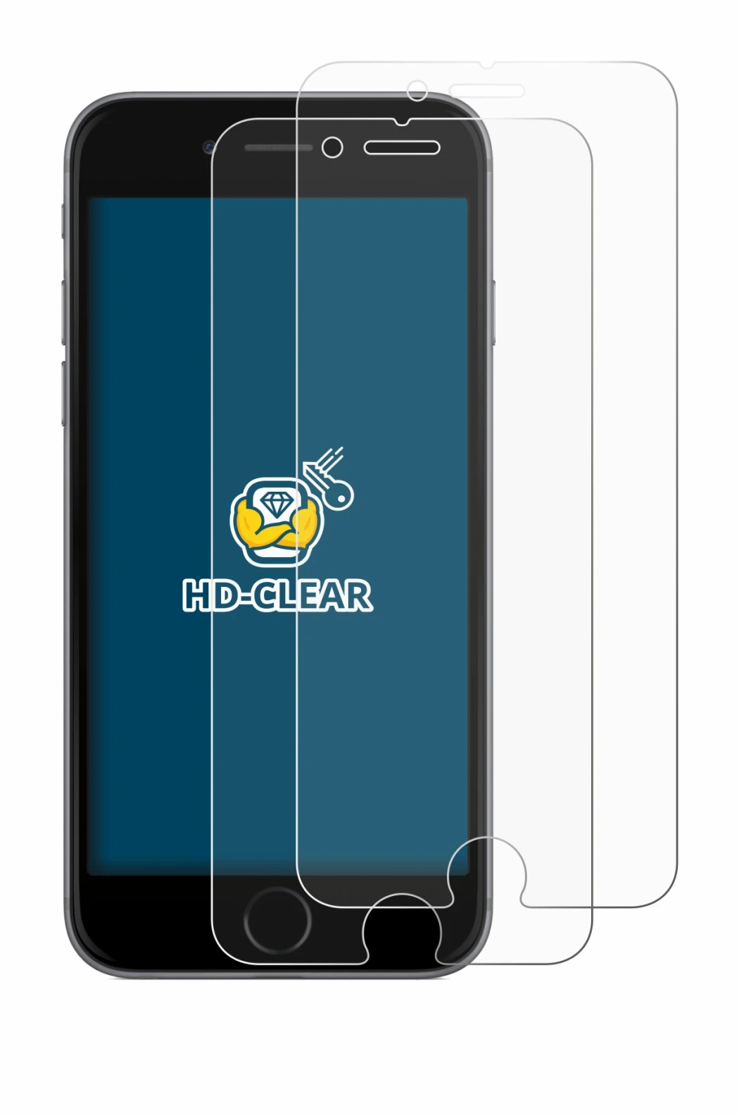Image of the device Apple iPhone 6S with a wide variety of screen protectors.