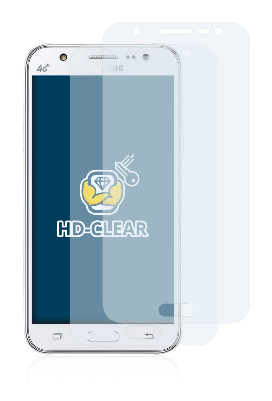 Image of the device Samsung Galaxy J5 2015 with a wide variety of screen protectors.