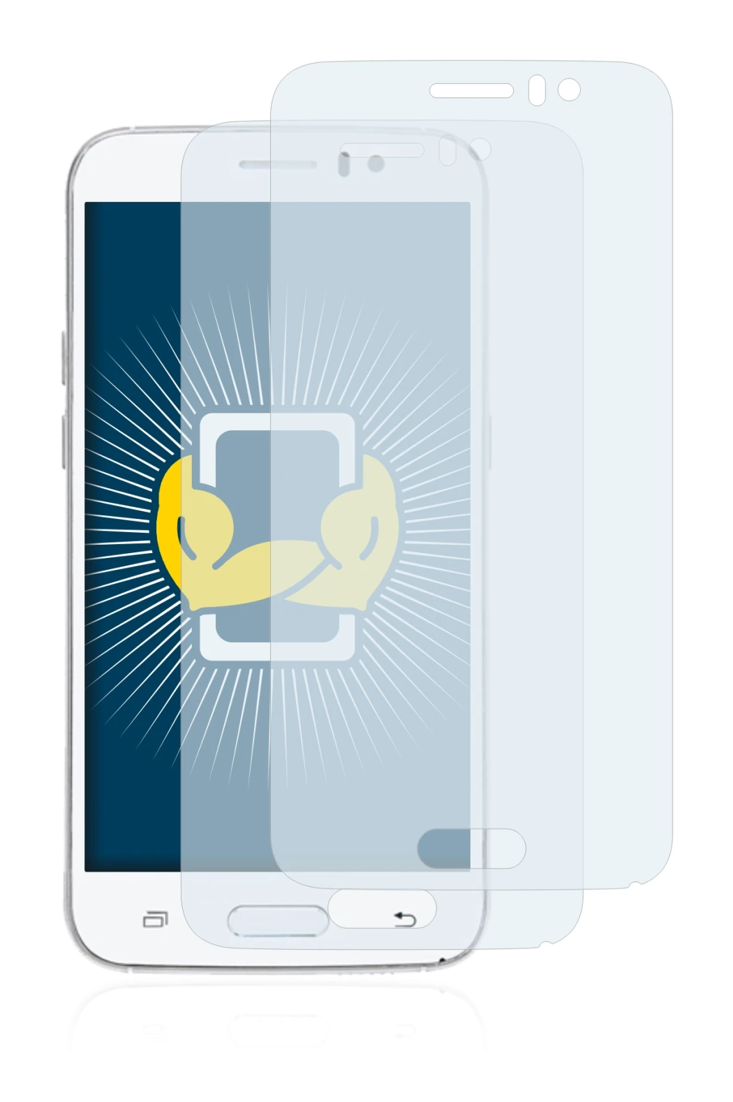 Image of the device Jiake M6 with a wide variety of screen protectors.