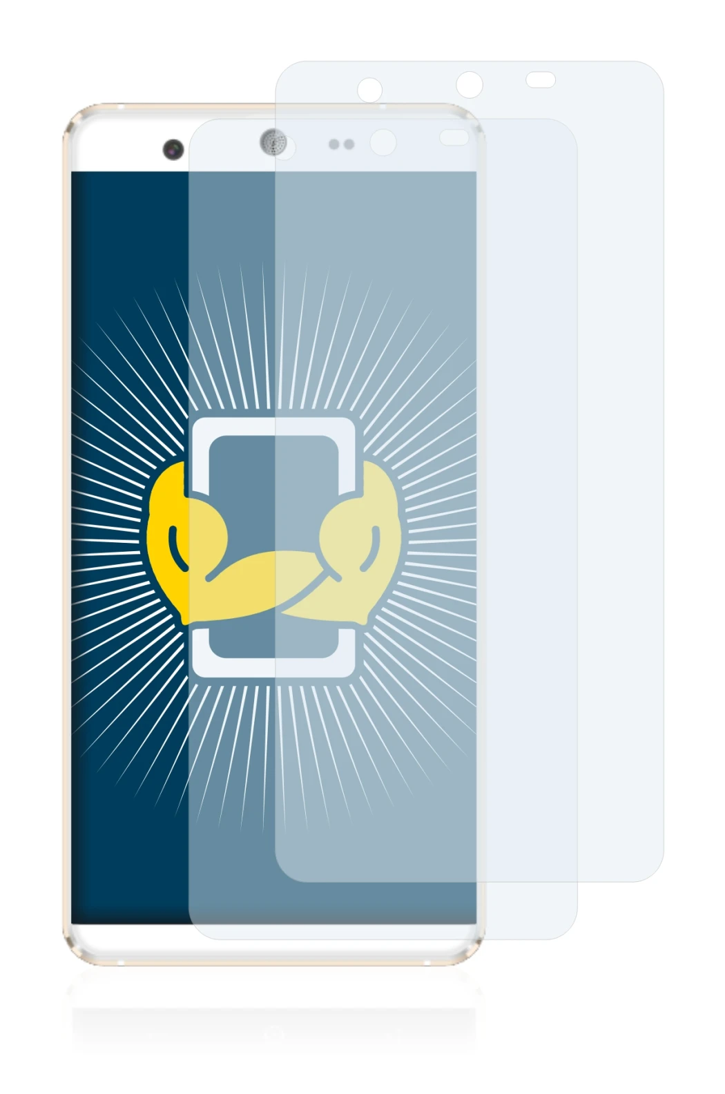 Image of the device Kingzone N5 with a wide variety of screen protectors.