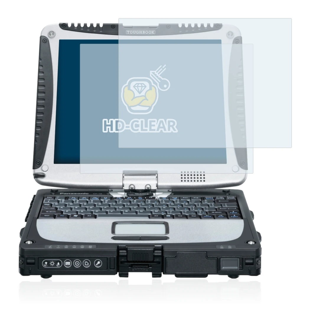 Image of the device Panasonic Toughbook CF-19 with a wide variety of screen protectors.