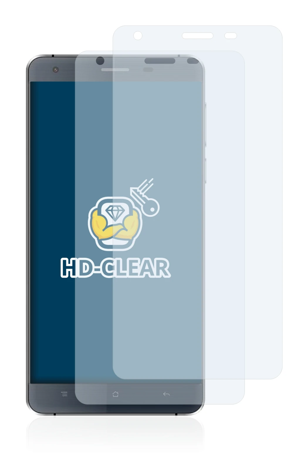 Image of the device Oukitel K6000 with a wide variety of screen protectors.