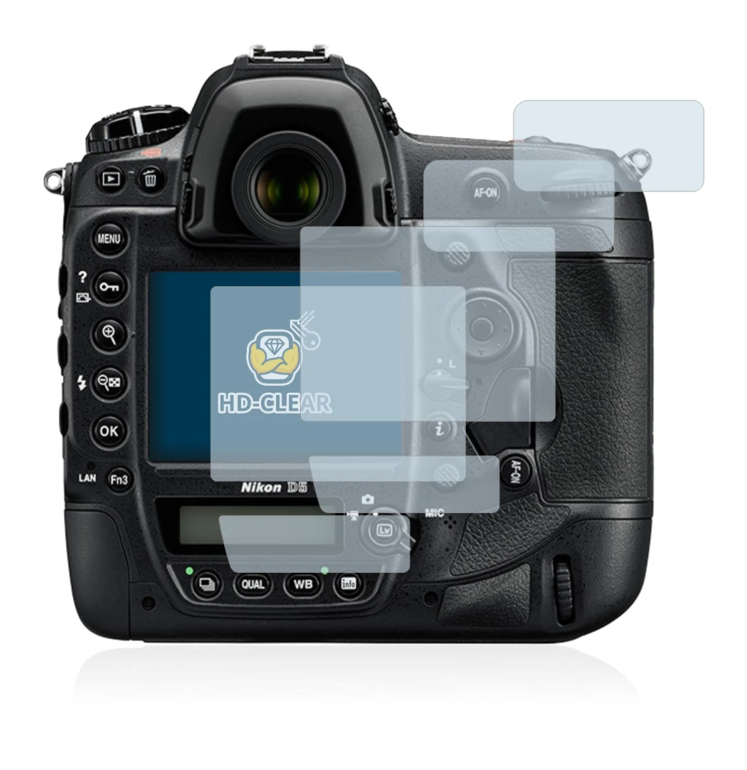 Image of the device Nikon D5 with a wide variety of screen protectors.