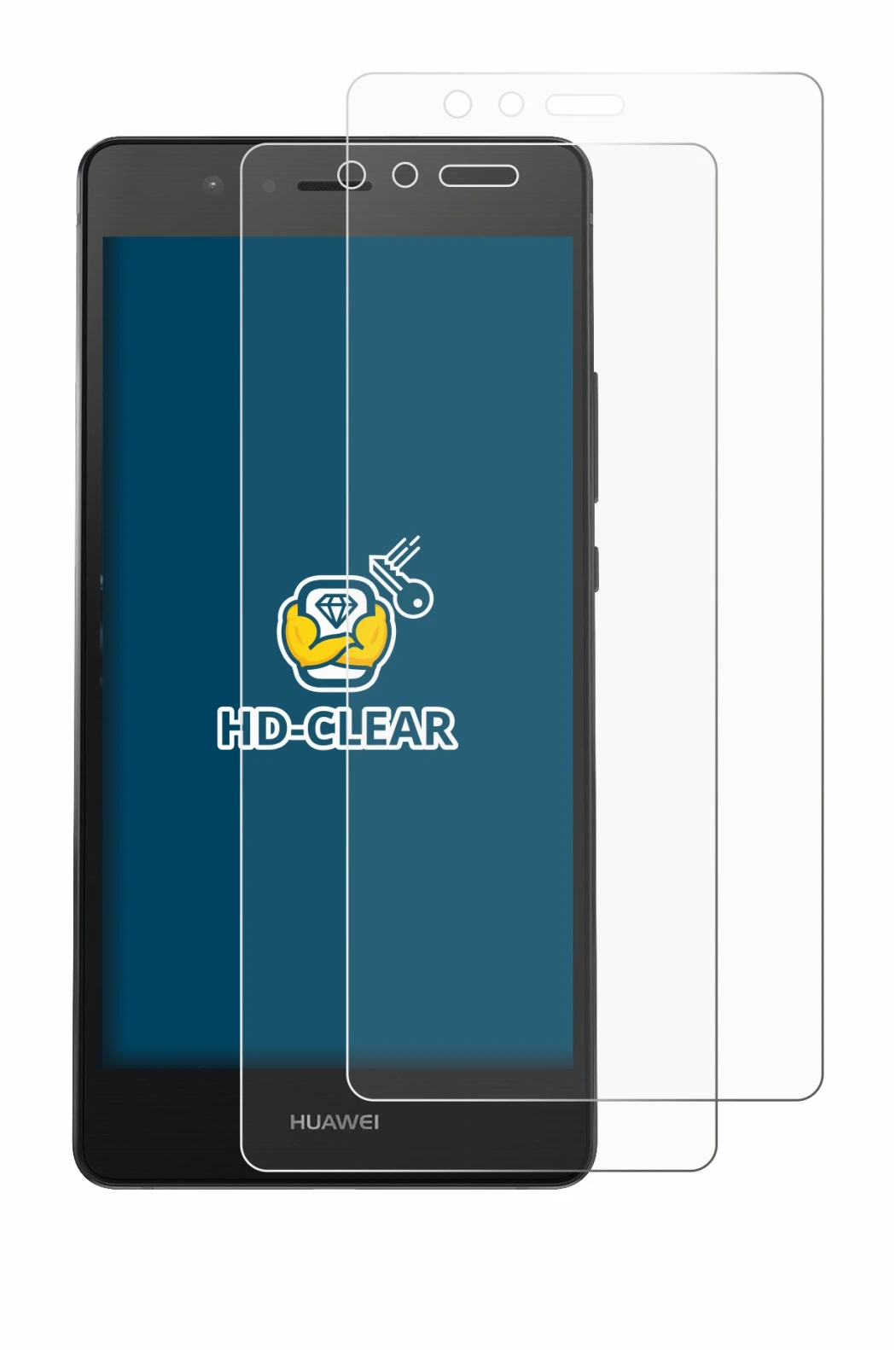 Image of the device Huawei P9 with a wide variety of screen protectors.