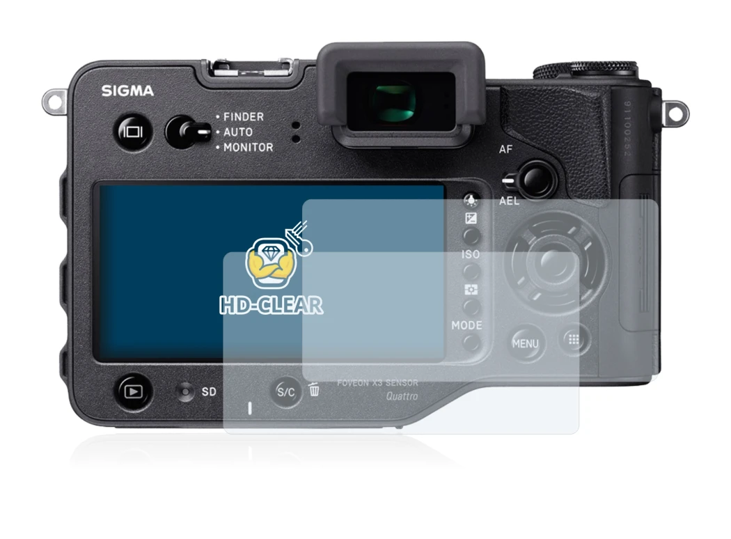 Image of the device Sigma SD Quattro H with a wide variety of screen protectors.