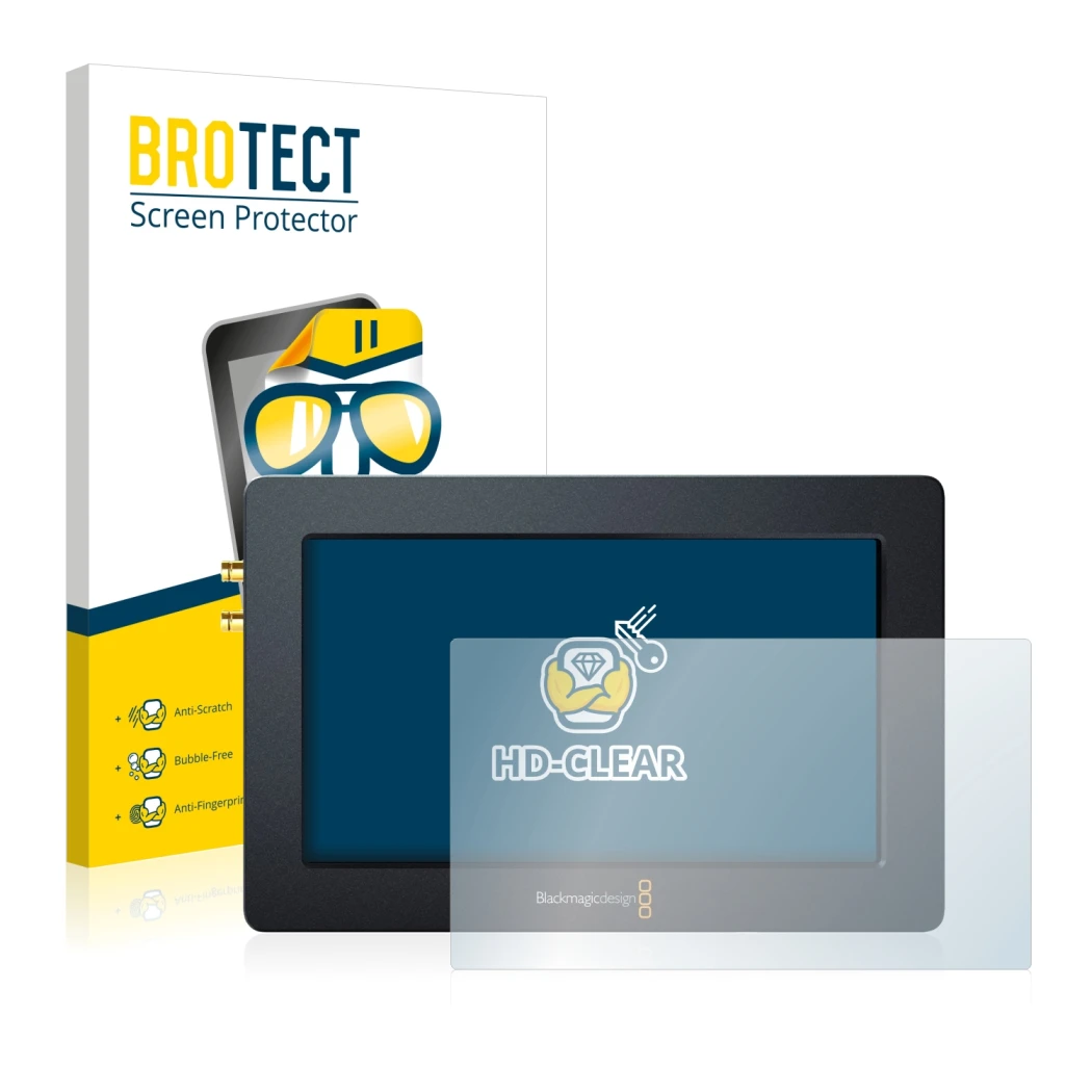Front side of a product packaging with the brand logo BROTECT. Next to it is the device Blackmagic Design Blackmagic Video Ass