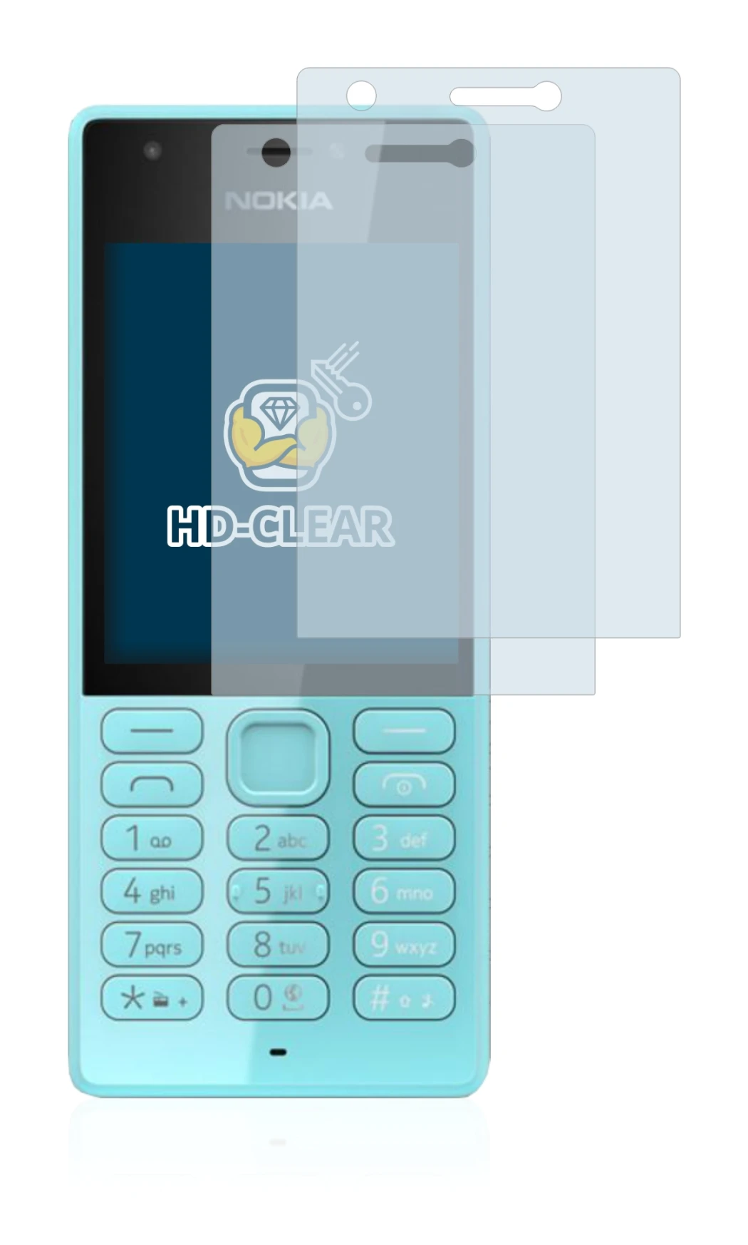 Image of the device Nokia 216 with a wide variety of screen protectors.