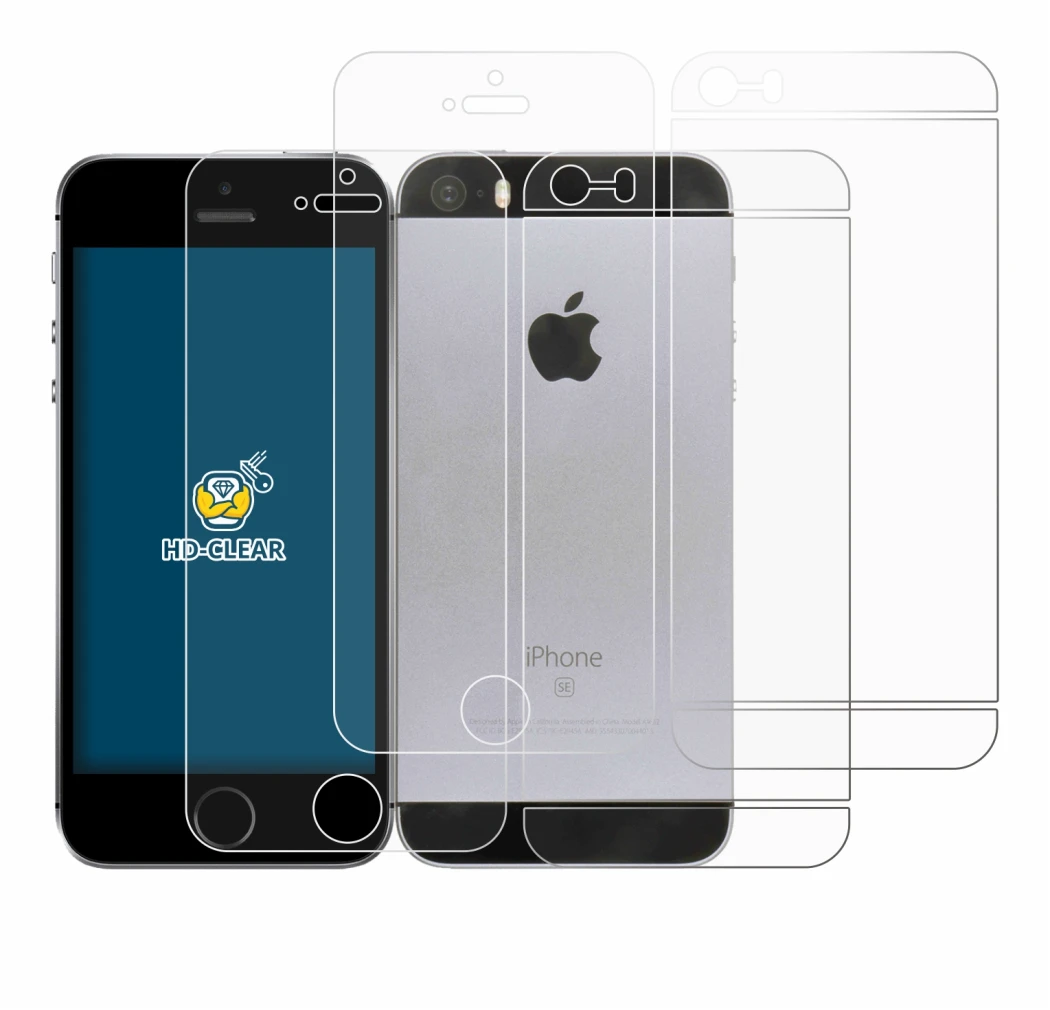 Image of the device Apple iPhone SE 2016 (Front+Back) with a wide variety of screen protectors.