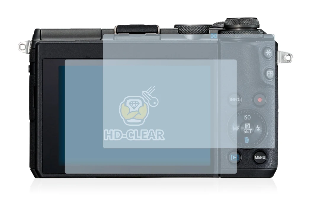 Image of the device Canon EOS M6 with a wide variety of screen protectors.