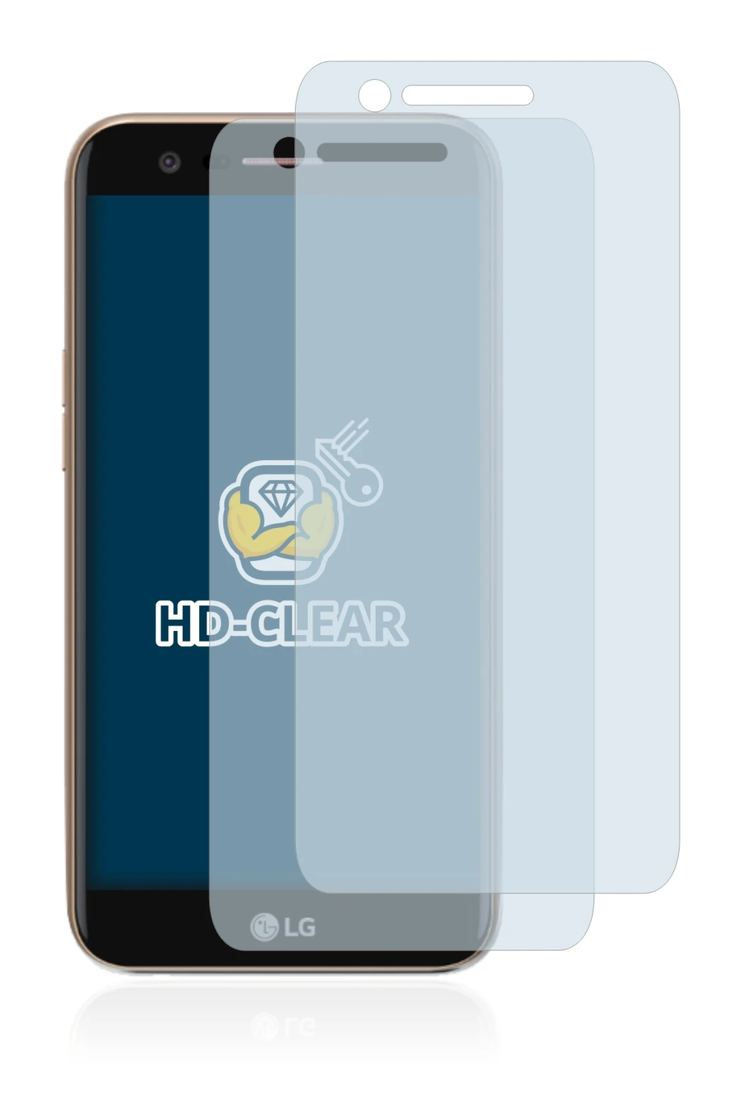 Image of the device LG K10 2017 with a wide variety of screen protectors.