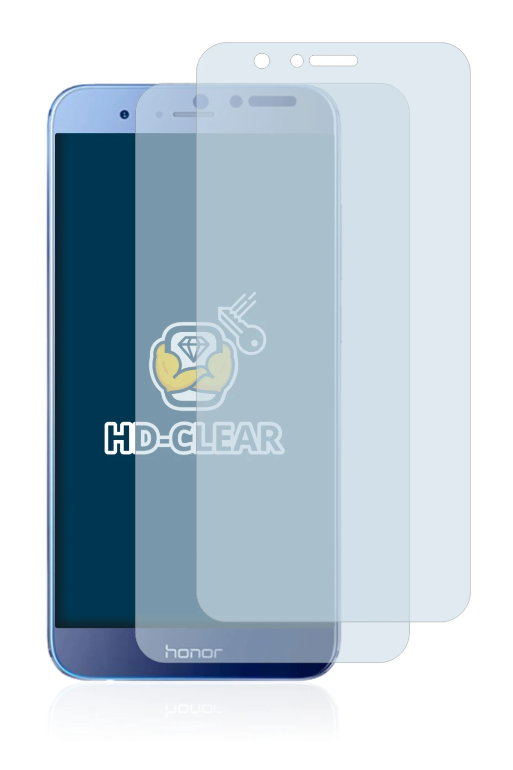 Image of the device Honor 8 Pro with a wide variety of screen protectors.