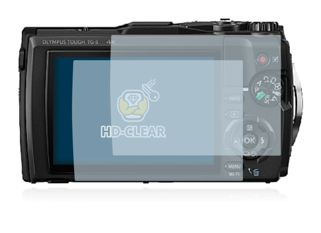 Image of the device Olympus Tough TG-5 with a wide variety of screen protectors.