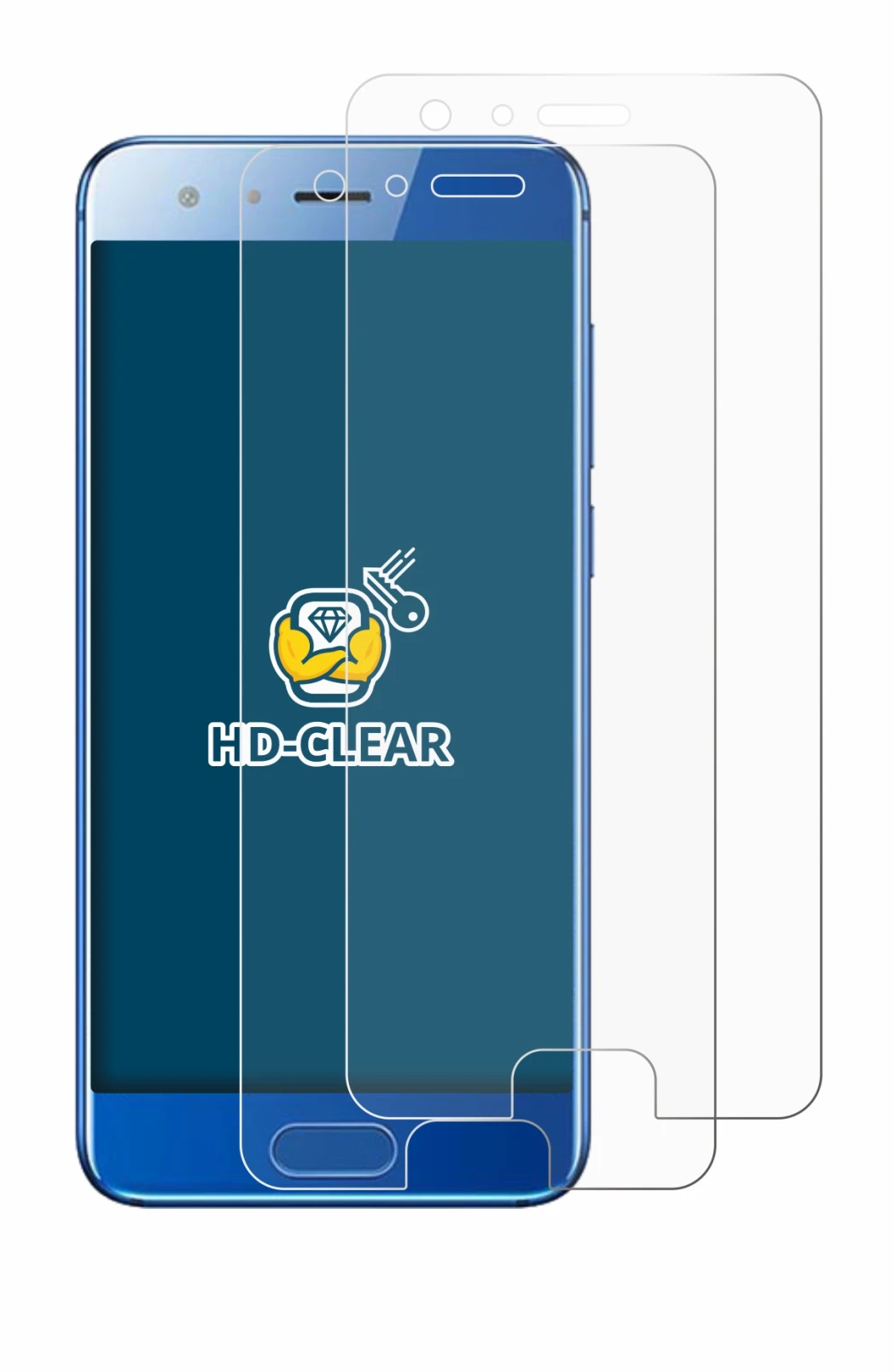Image of the device Honor 9 with a wide variety of screen protectors.