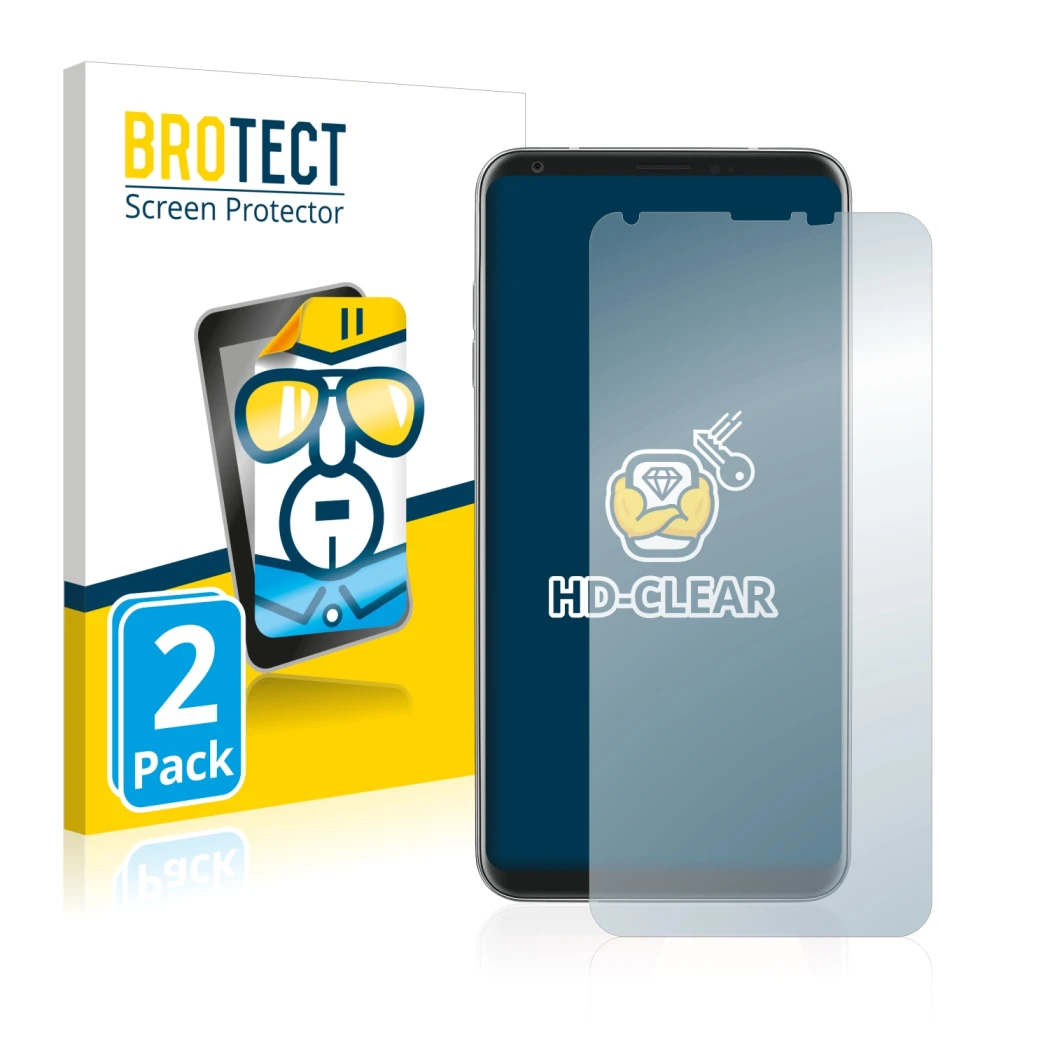 Front side of a product packaging with the brand logo BROTECT. Next to it is the device LG V30 shown with the corresponding sc