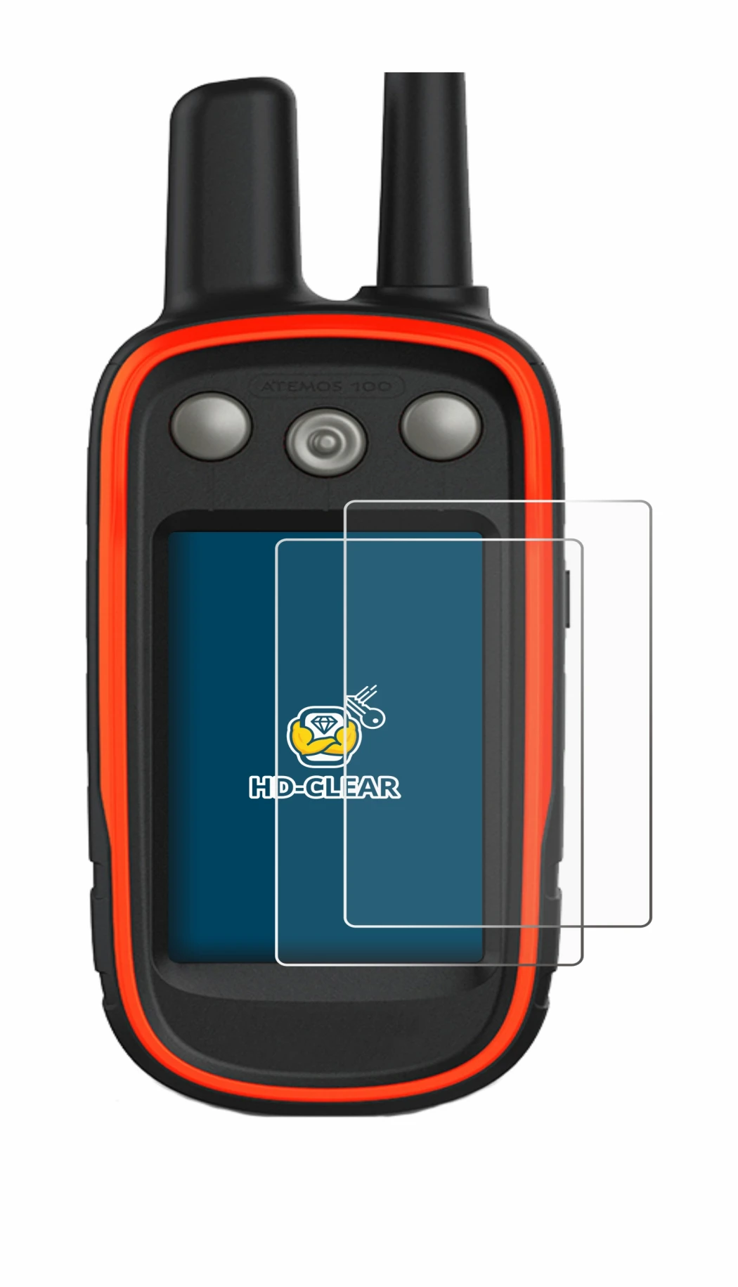 Image of the device Garmin Atemos 100 with a wide variety of screen protectors.