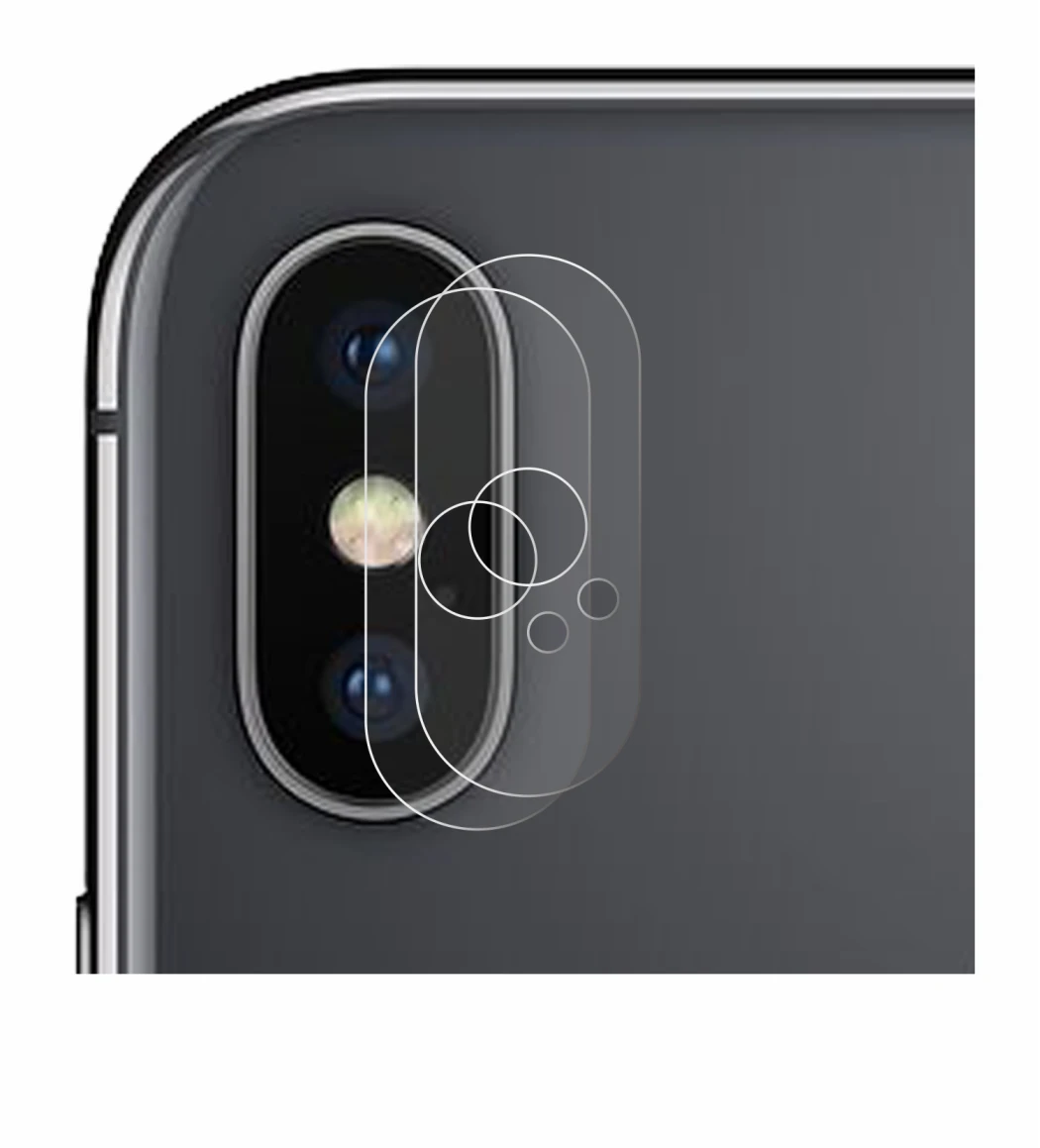 Image of the device Apple iPhone X (ONLY Camera Lens) with a wide variety of screen protectors.