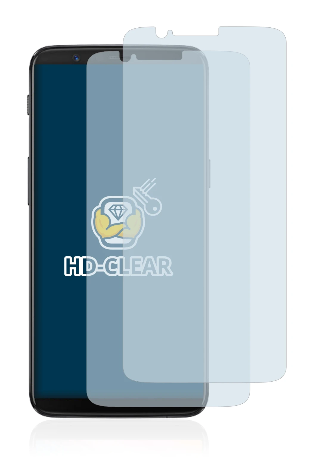 Image of the device OnePlus 5T with a wide variety of screen protectors.