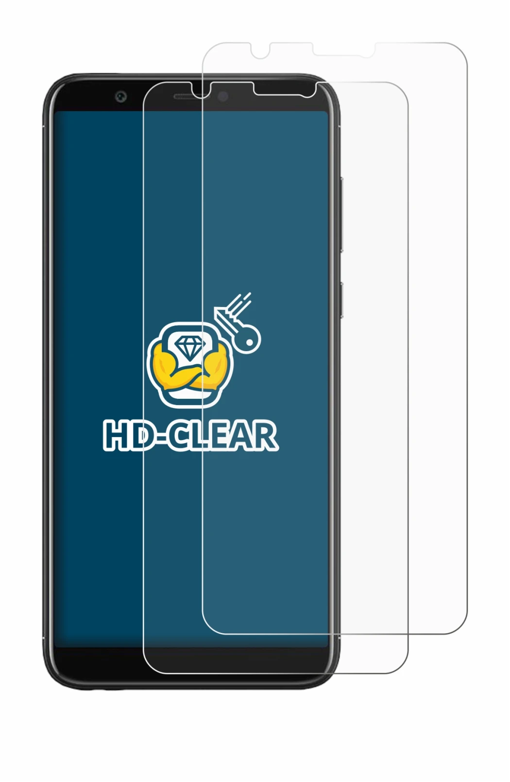 Image of the device Huawei P smart 2018 with a wide variety of screen protectors.