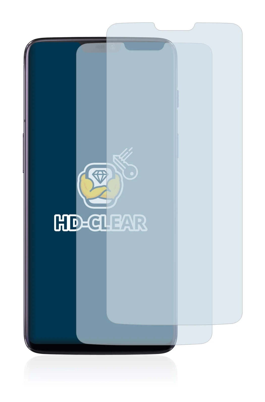 Image of the device OnePlus 6 with a wide variety of screen protectors.