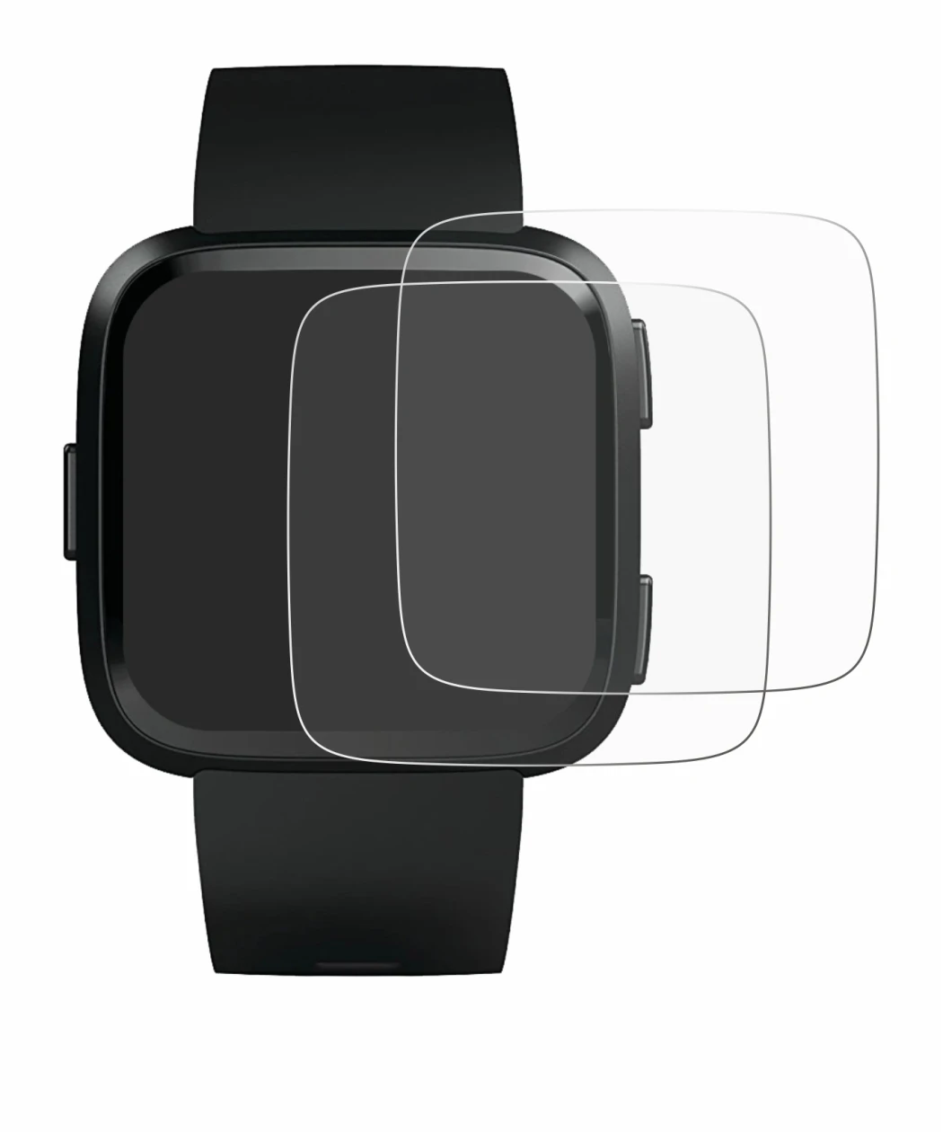 Image of the device Fitbit Versa with a wide variety of screen protectors.
