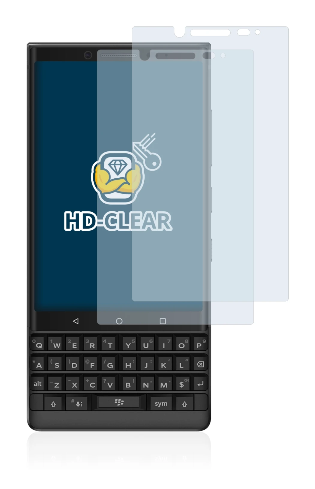 Image of the device BlackBerry Key2 with a wide variety of screen protectors.