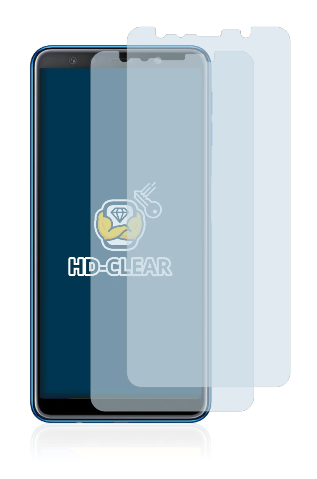 Image of the device Samsung Galaxy A7 2018 with a wide variety of screen protectors.