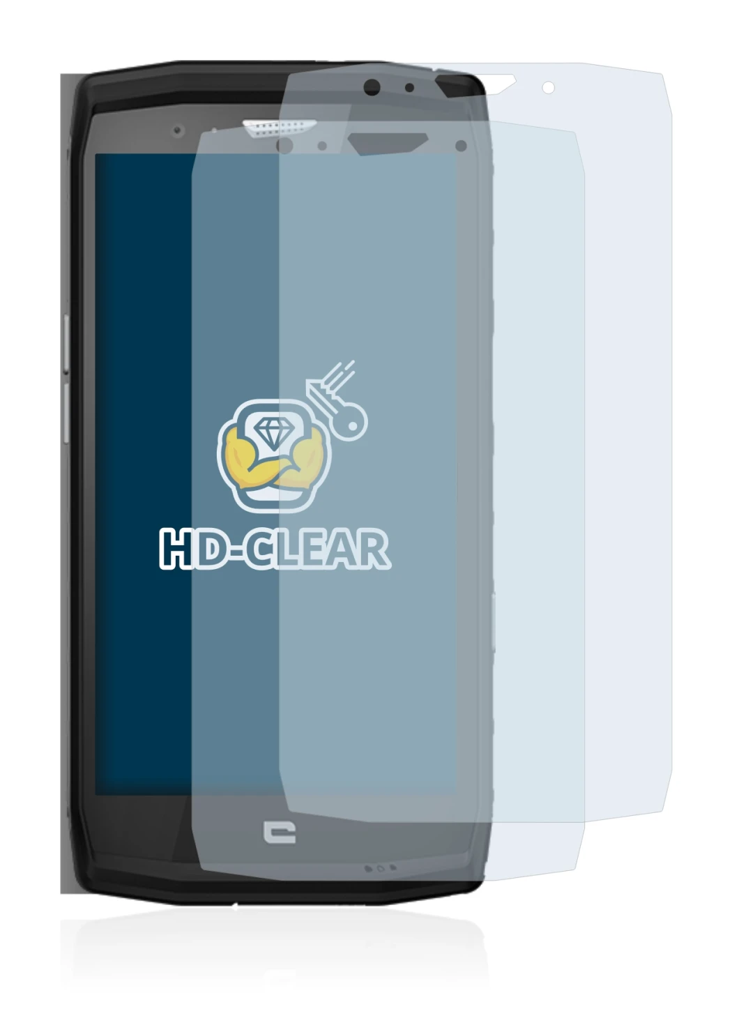 Image of the device Crosscall Trekker X4 with a wide variety of screen protectors.