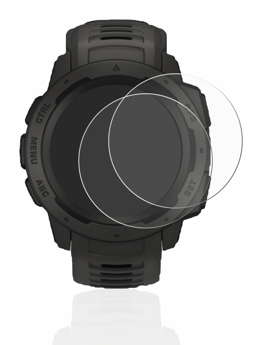 Image of the device Garmin Instinct with a wide variety of screen protectors.
