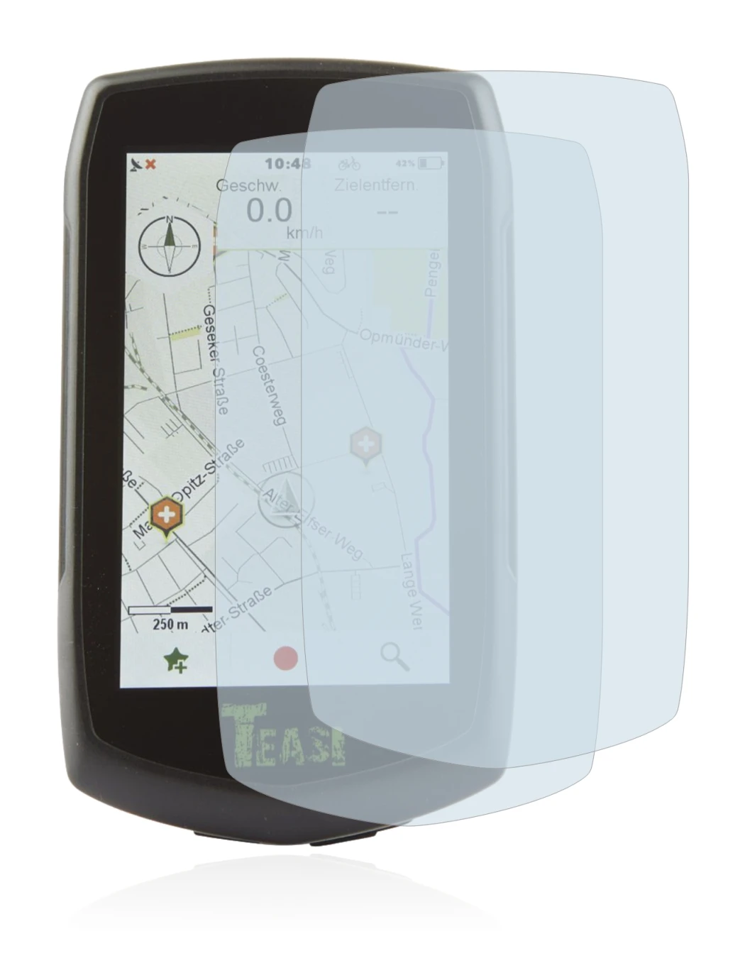 Image of the device A-Rival Teasi One4 with a wide variety of screen protectors.