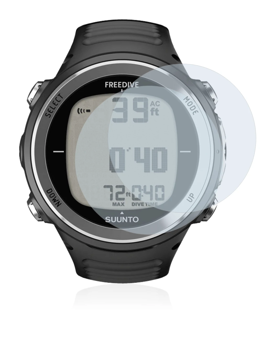 Image of the device Suunto D4F with a wide variety of screen protectors.