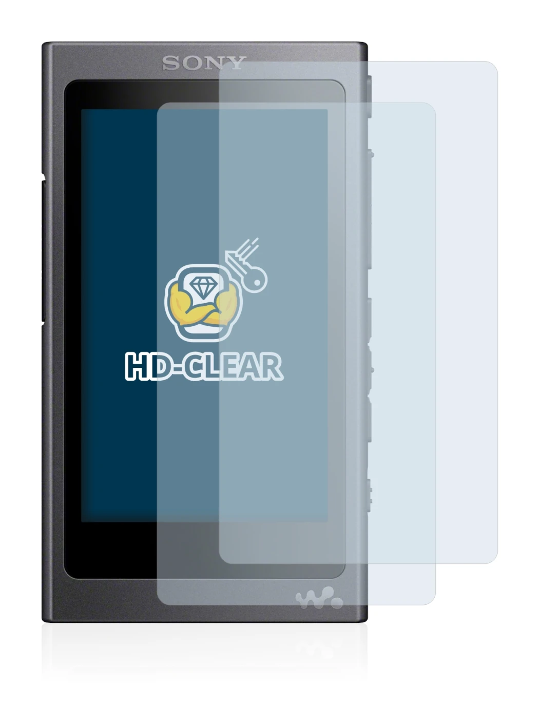 Image of the device Sony Walkman A40 with a wide variety of screen protectors.