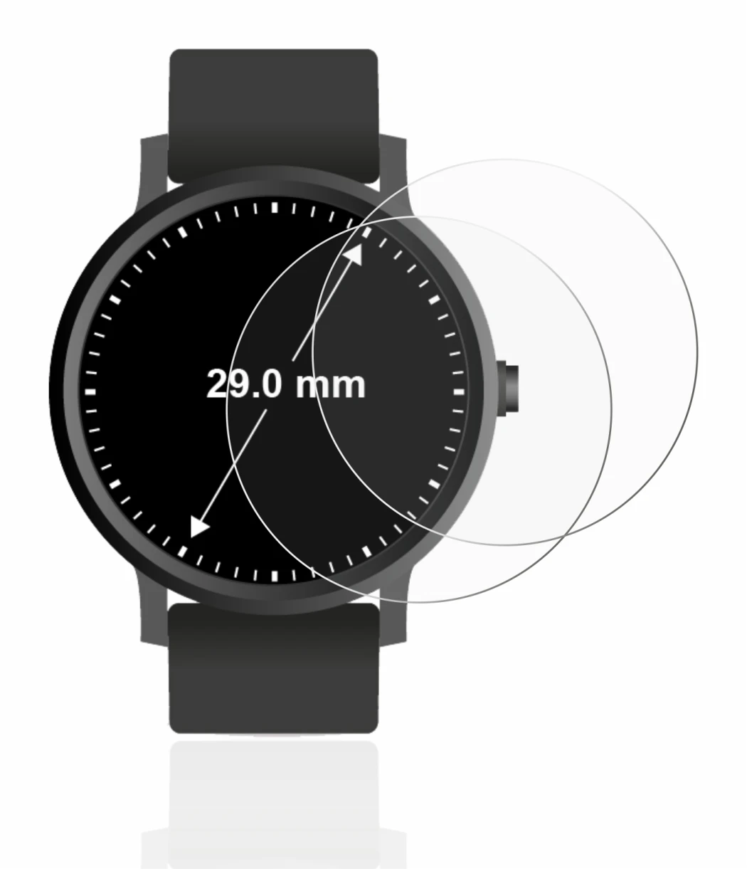 Image of the device Circular Displays (ø: 29 mm) with a wide variety of screen protectors.