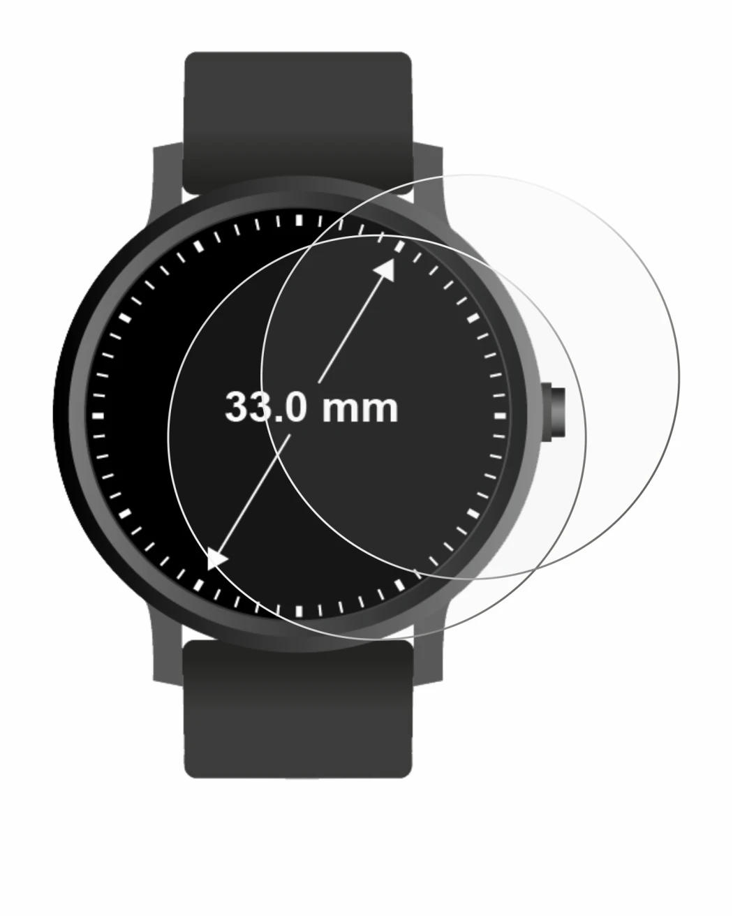 Image of the device Circular Displays (ø: 33 mm) with a wide variety of screen protectors.