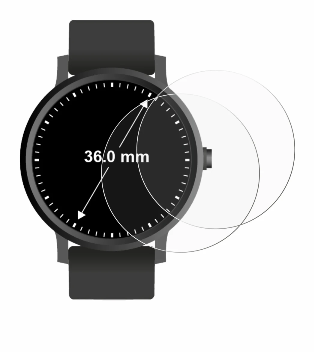 Image of the device Circular Displays (ø: 36 mm) with a wide variety of screen protectors.