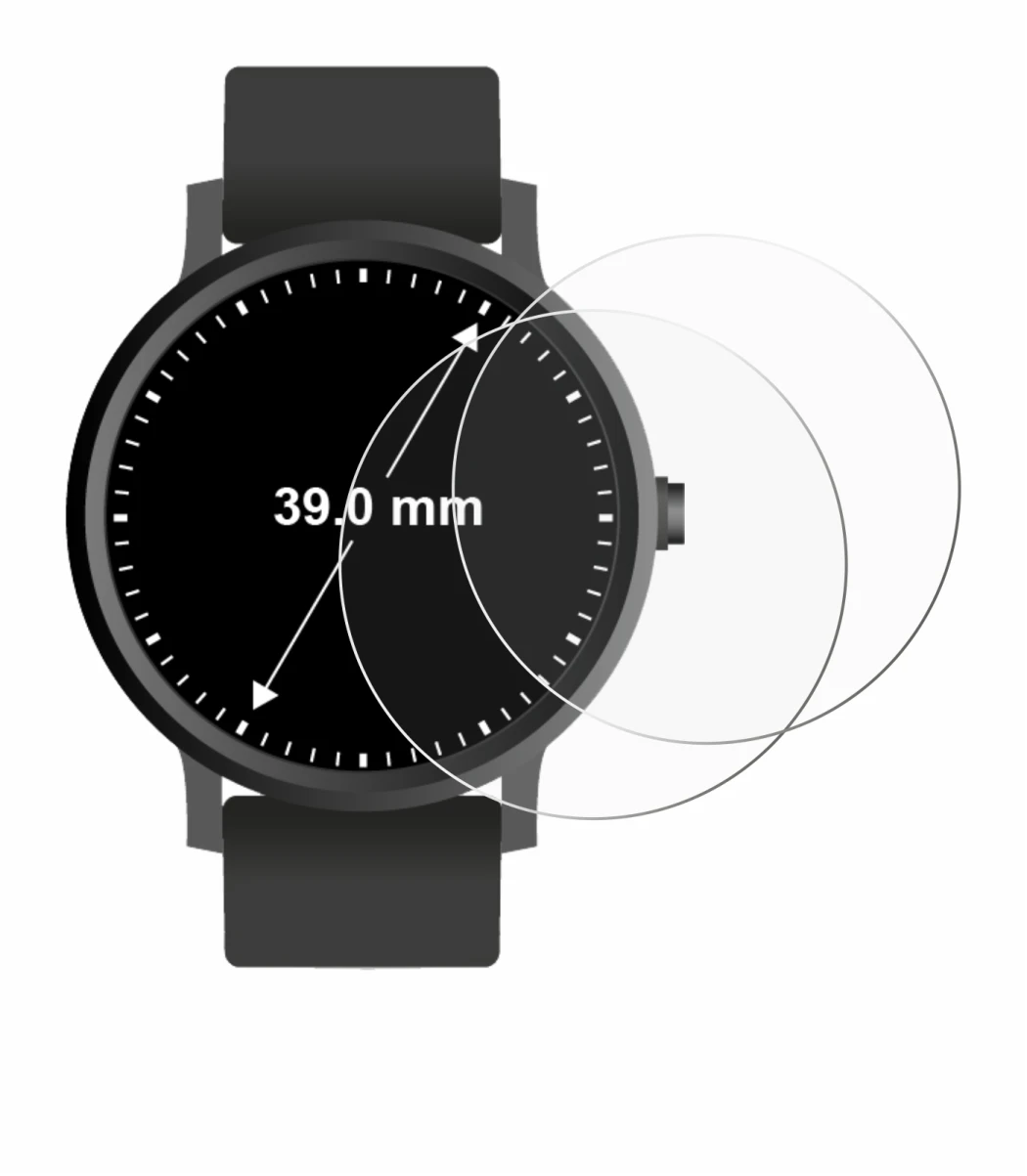 Image of the device Circular Displays (ø: 39 mm) with a wide variety of screen protectors.