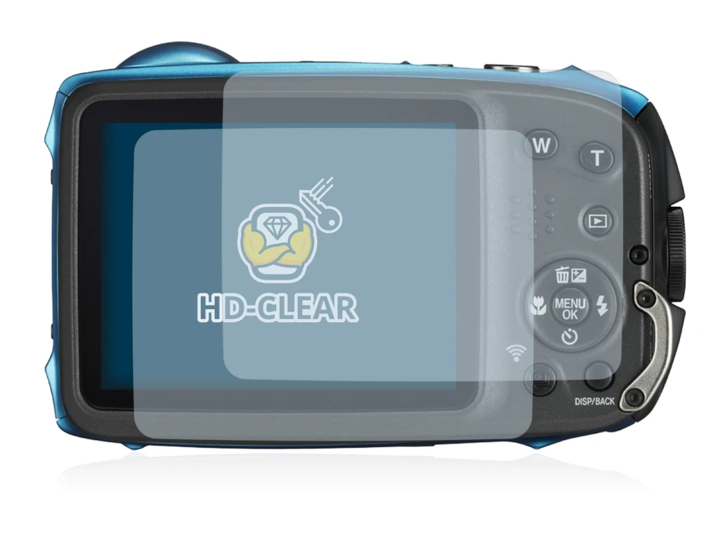 Image of the device Fujifilm FinePix XP140 with a wide variety of screen protectors.