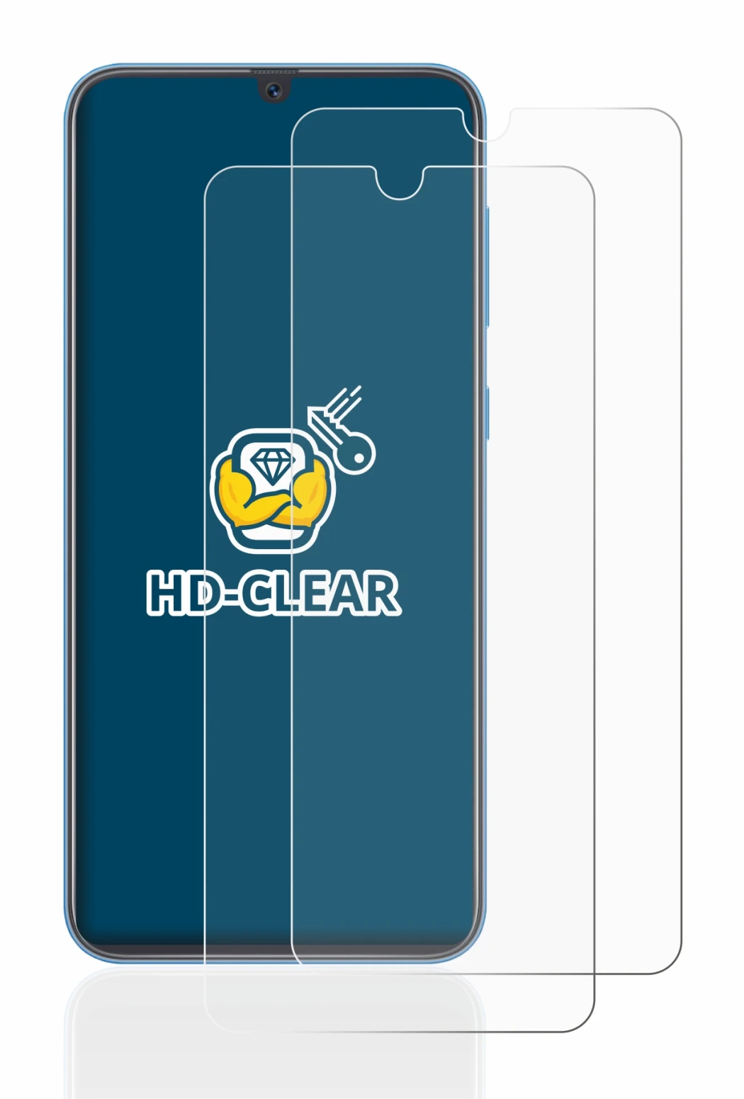 Image of the device Samsung Galaxy A40 with a wide variety of screen protectors.