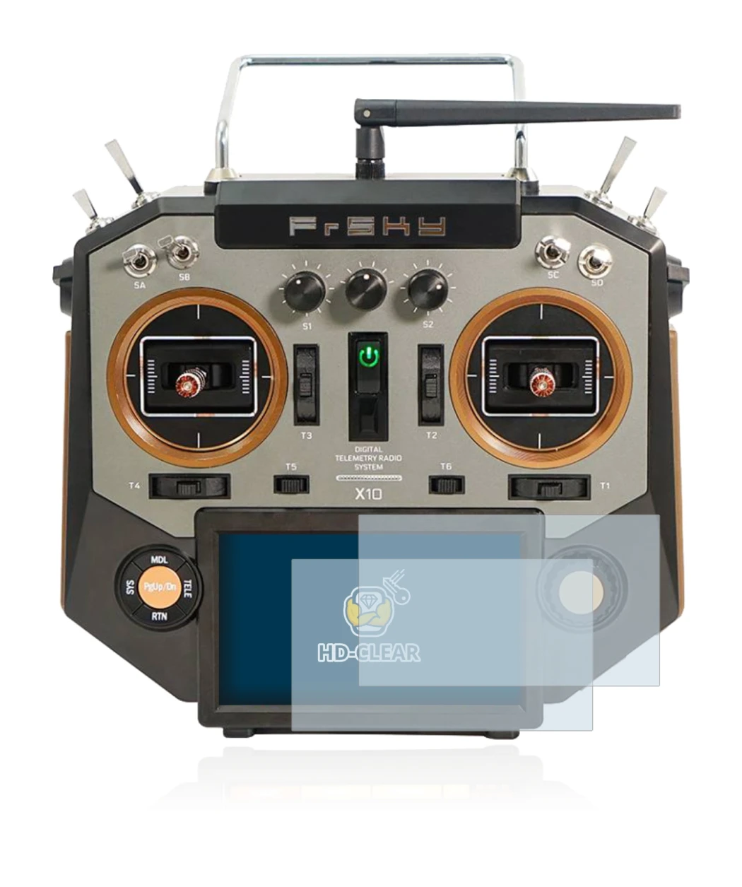 Image of the device FrSky Horus X10 with a wide variety of screen protectors.