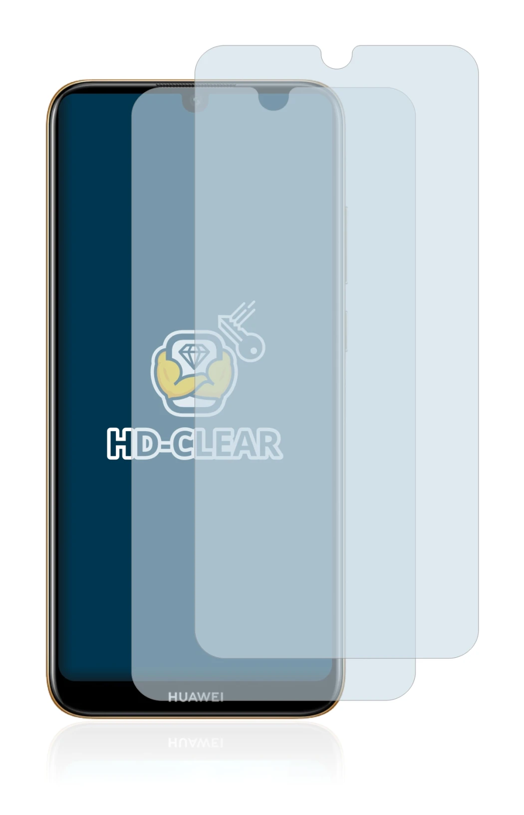 Image of the device Huawei Y6 2019 with a wide variety of screen protectors.