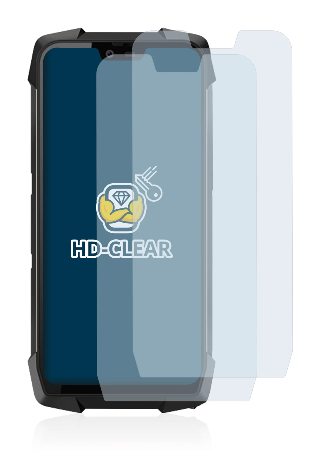 Image of the device Blackview BV9700 Pro with a wide variety of screen protectors.