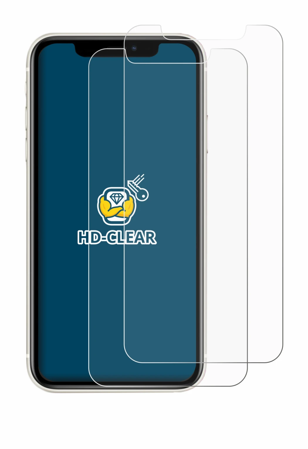 Image of the device Apple iPhone 11 with a wide variety of screen protectors.