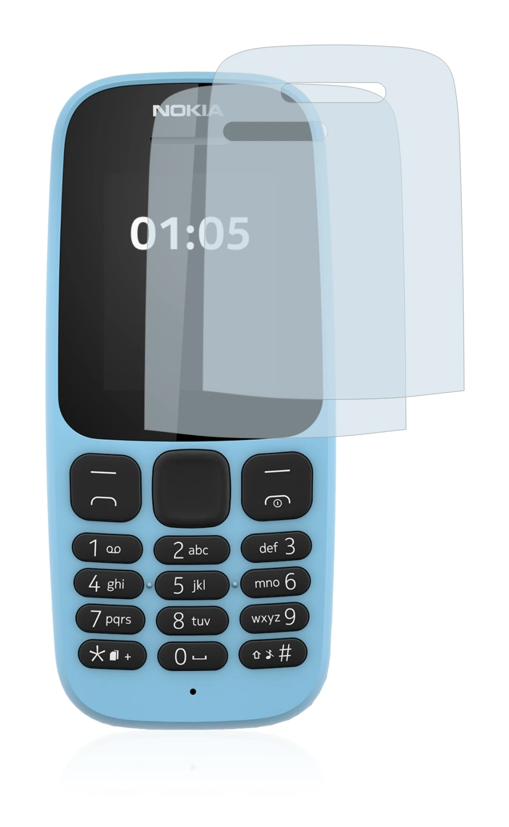 Image of the device Nokia 105 2019 with a wide variety of screen protectors.