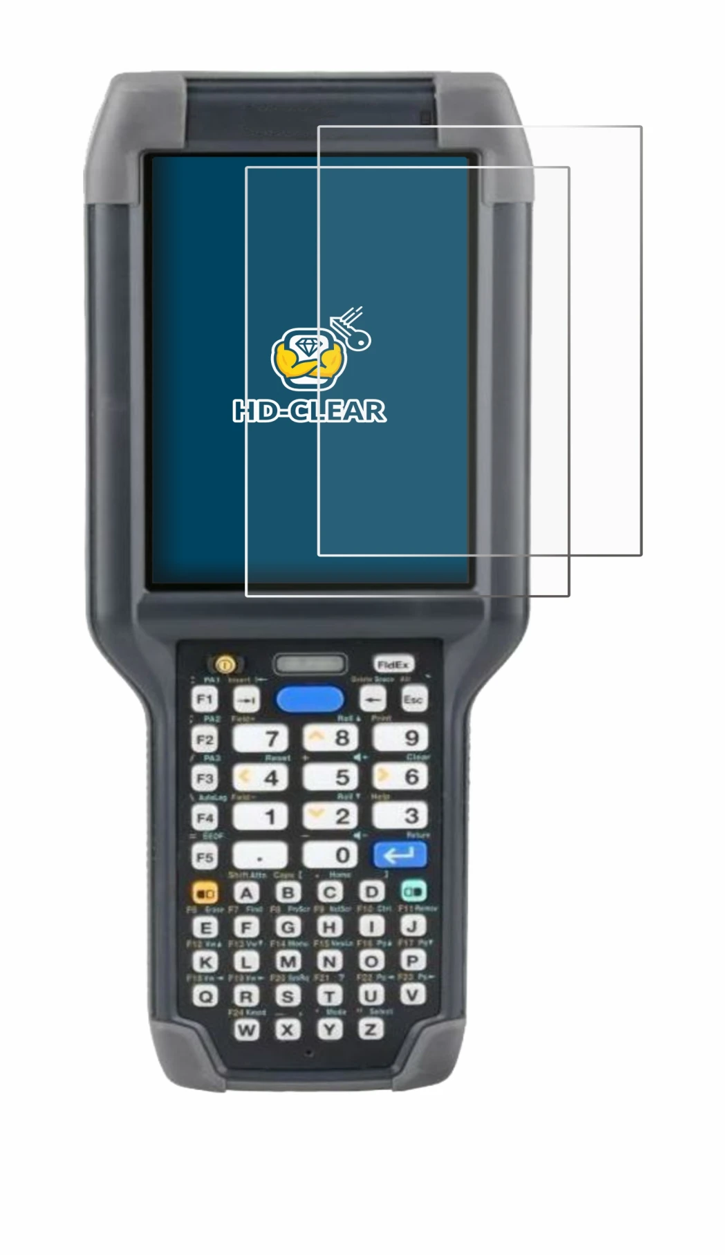 Image of the device Honeywell Dolphin CK65 with a wide variety of screen protectors.